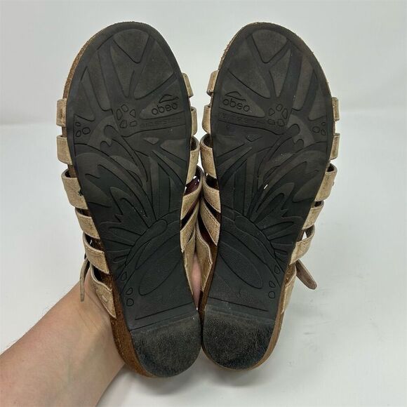 Abeo Women's Brown Leather Slide Sandals Size 9 Neutral Wedge Heel Summer - Picture 9 of 10